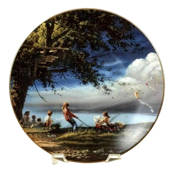 1995 Terry Redlin Collector Plate Spring Fever Children Flying Kites Heartland - Picture 1 of 5
